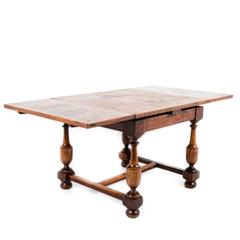 French Oak Parquet-Top Drawleaf Table