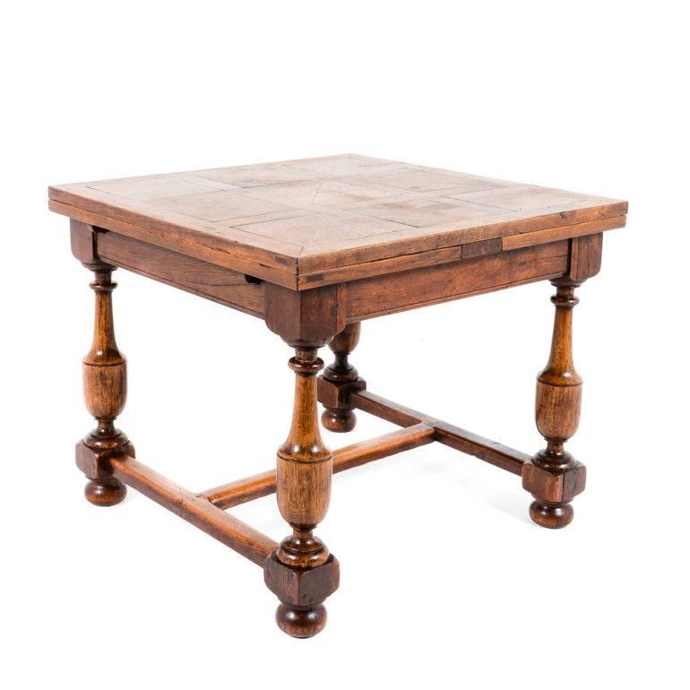 French Oak Parquet-Top Drawleaf Table 1