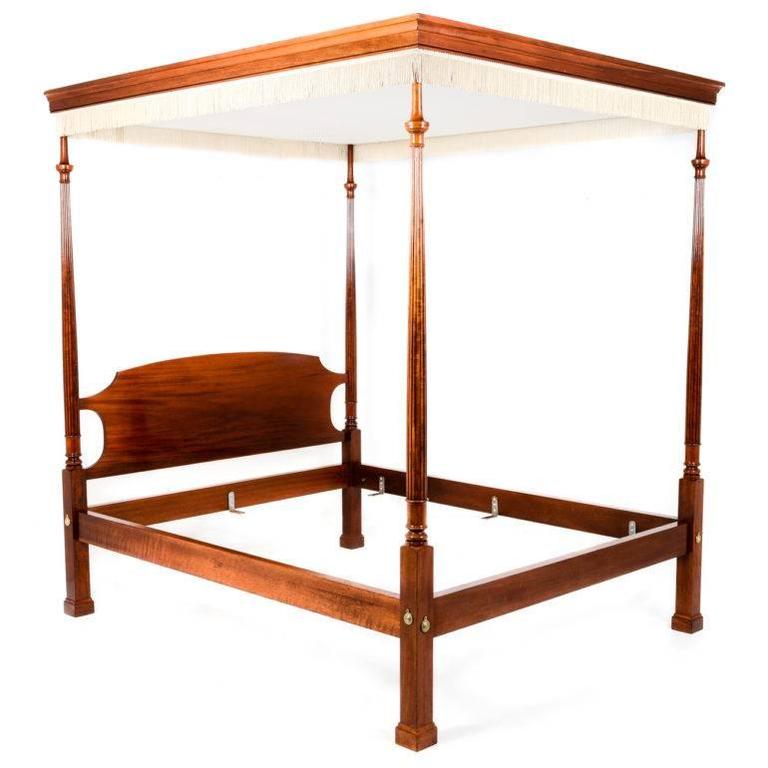 French Solid Mahogany Canopy Bed For Sale at 1stdibs