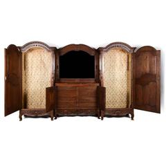 Rare Matching Armoires with Centre Bank of Drawers