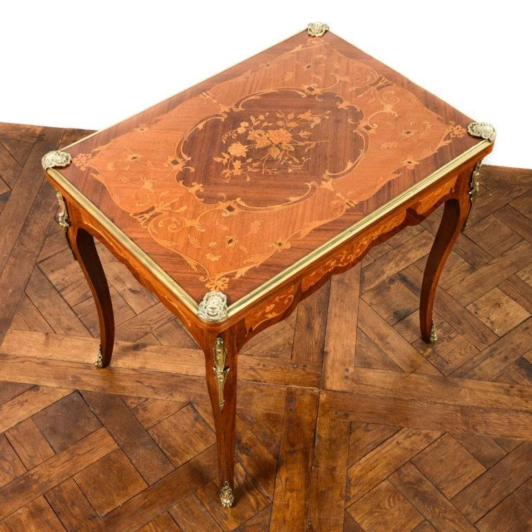 Highly Inlaid Antique Louis XV-Style French 1920's Games Table 1