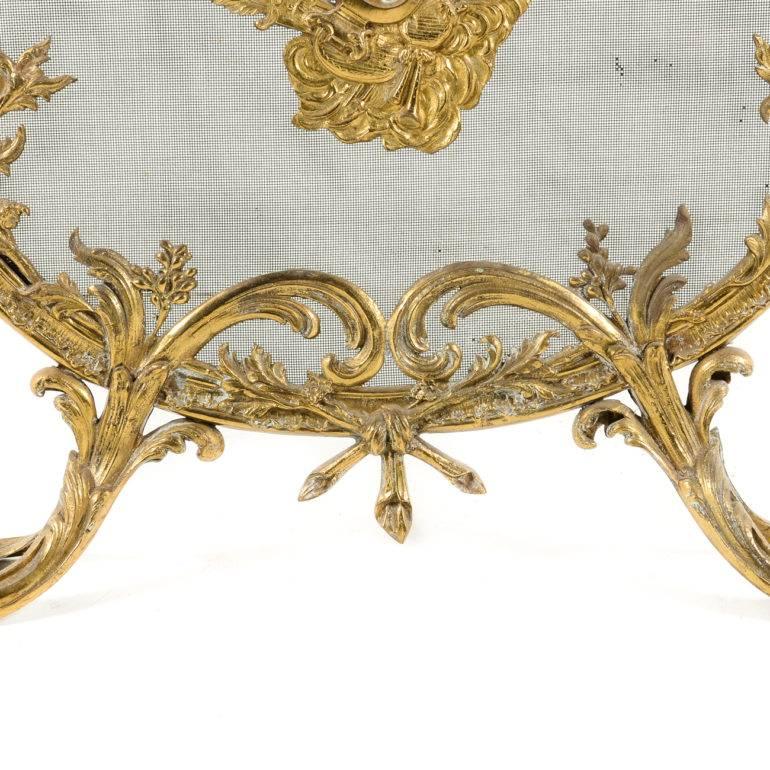 Mid-19th Century Antique French Louis XV Bronze Fire Screen from Paris. 