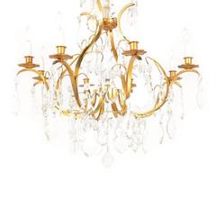 Large French Gilt-and-Bronze 'Birdcage' Crystal Chandelier