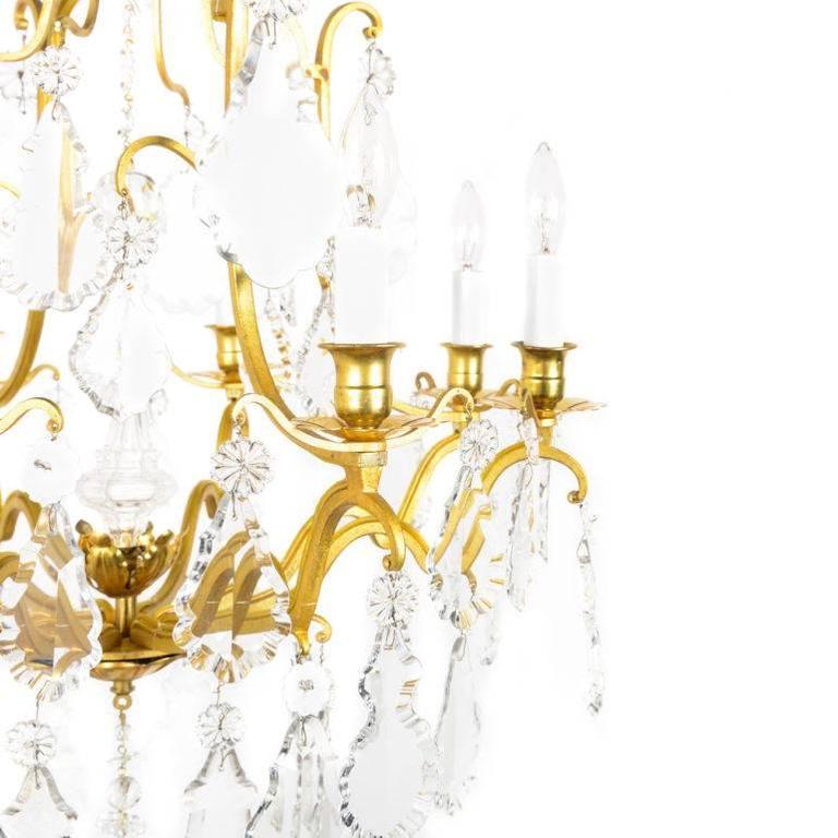 Antique French 1930 S Gilt And Crystal Birdcage Chandelier At 1stdibs Antique French 1930 S Gilt And Crystal Birdcage Chandelier In Excellent Condition For