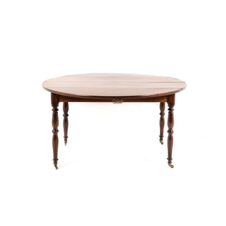 Antique French Mahogany Dropleaf Dining Table Circa 1840 In Excellent Condition In Vancouver, British Columbia