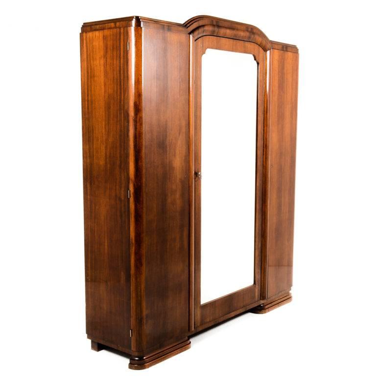 Antique French Art Deco Three-Door Armoire, circa 1930 In Excellent Condition In Vancouver, British Columbia