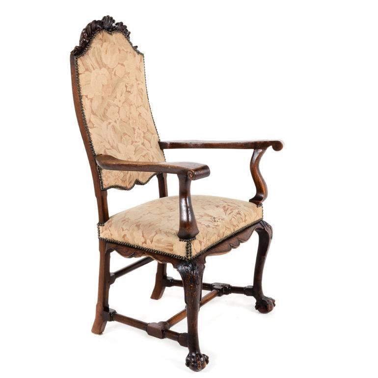 Antique armchair from Portugal. Beautiful lines with graceful legs and arms. Highly carved designs, Circa 1880.


 