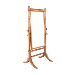 Antique English Regency Mahogany Cheval Mirror
