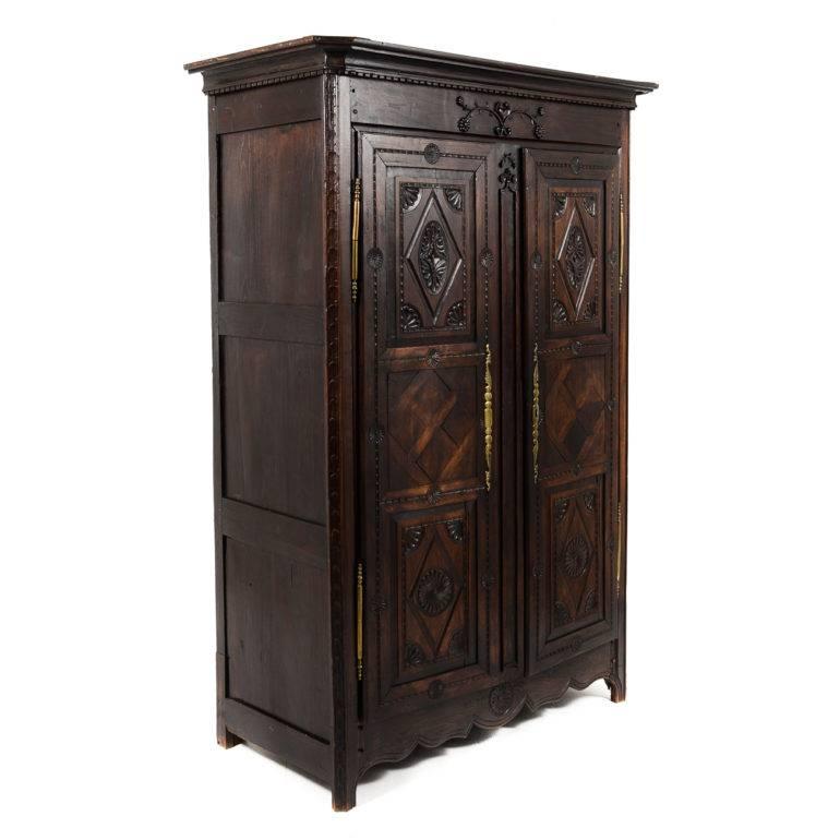 Antique French Two-Door Armoire, circa 1850-1870 In Excellent Condition In Vancouver, British Columbia