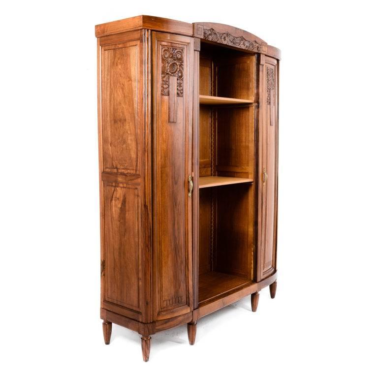 Large Solid Walnut French Art Deco Cabinet, circa 1920-1930 In Excellent Condition In Vancouver, British Columbia