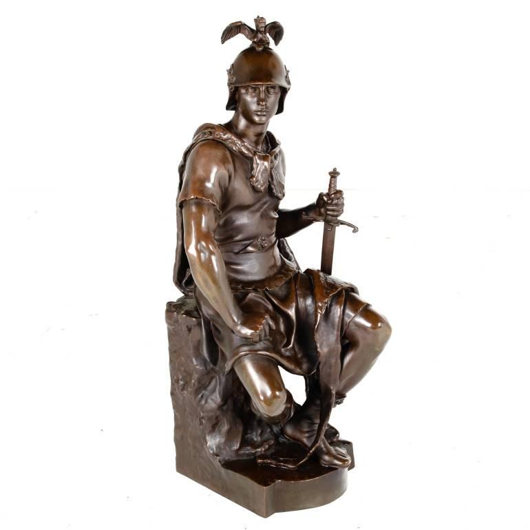 French Solid Bronze ‘Le Courage Militaire’ Statue, 1865 In Excellent Condition In Vancouver, British Columbia