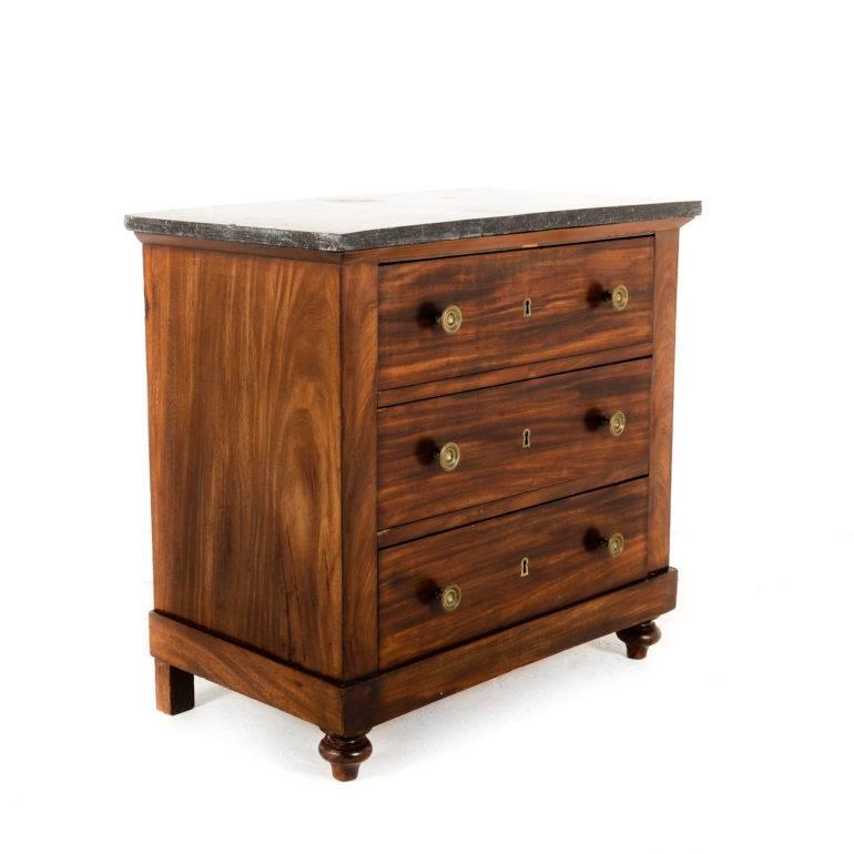 French Small Mahogany Marble-Top Commode