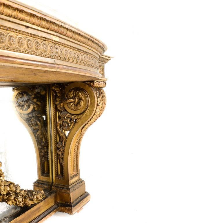 18th Century Giltwood-and-Marble Console from a Castle in France. In Good Condition In Vancouver, British Columbia