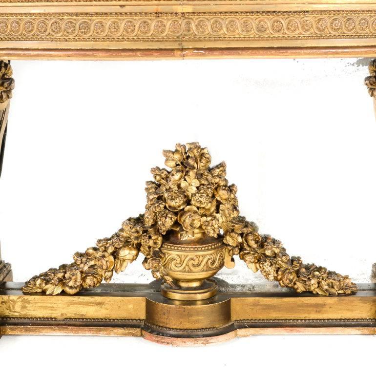 18th Century and Earlier 18th Century Giltwood-and-Marble Console from a Castle in France.