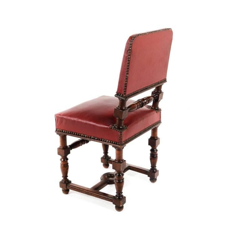 Late 19th Century Set of Ten Matched 19th Century Solid Mahogany and Leather Chairs