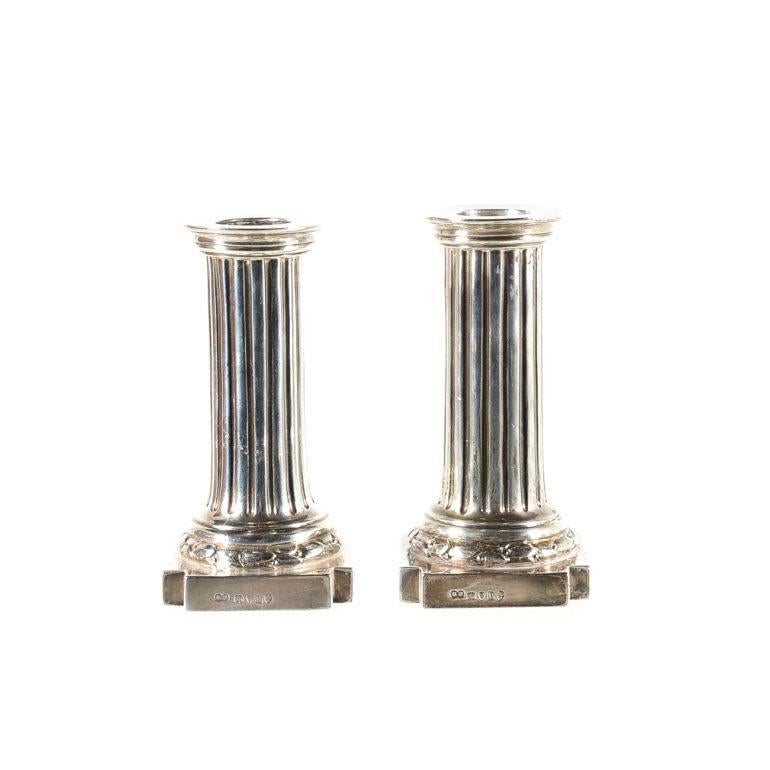 Georgian Robert Dicker Sterling Silver Candlesticks, Stamped 1865 For Sale