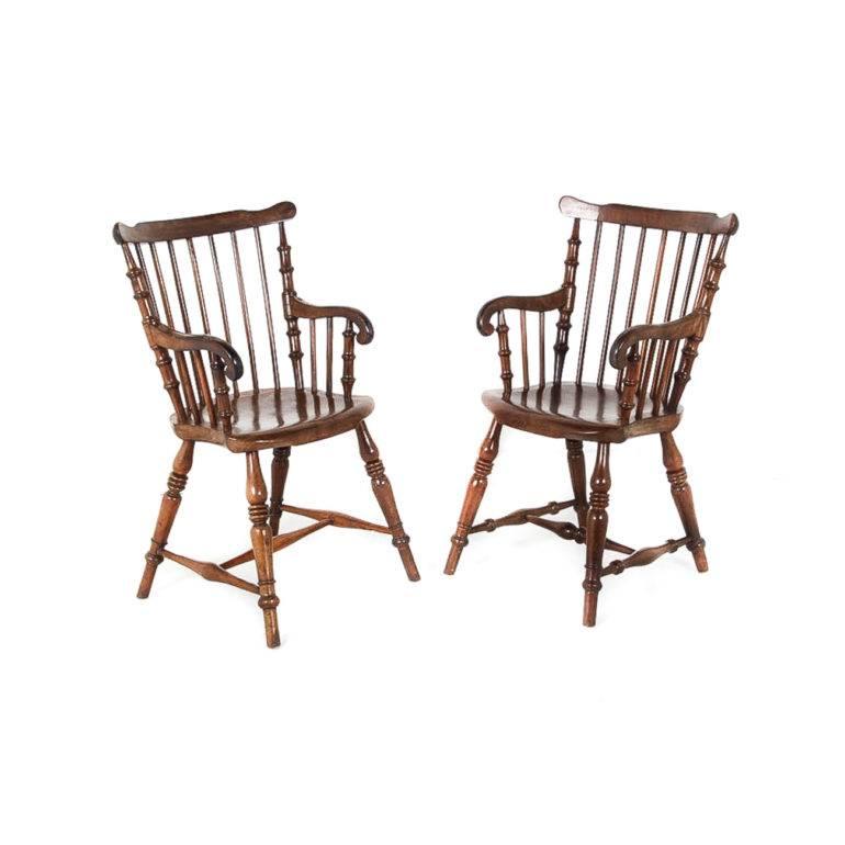 These chairs were produced in Jamaica, patterned after Classic Windsor furniture designs, and are very rare. They are made of mahogany, are solid and very substantial in weight, and perfect for everyday use. See the different sizes,