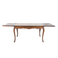 Antique Belgian Louis XV-Style Carved Quarter-Sawn Oak Dining Table Circa 1910