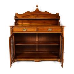 Antique French Mahogany Two Glass Doors Buffet, circa 1900