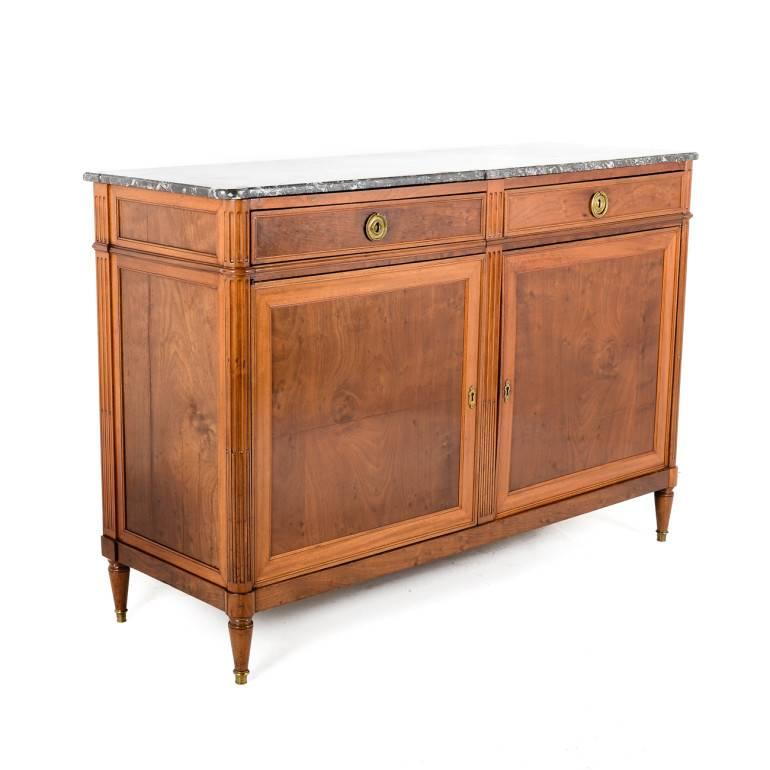 19th Century French Mahogany Buffet with Marble Top in Directoire Style, circa 1890
