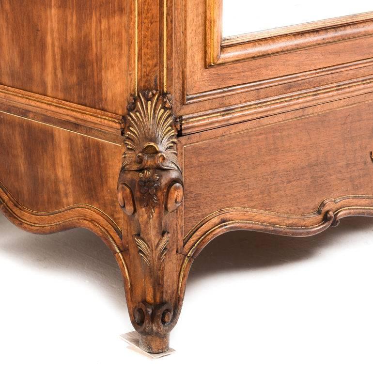 Hand-Carved French Antique Single-Door Solid Walnut Armoire by Poitreau Freres Circa 1890