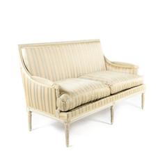 Vintage Louis XVI-Style Down Filled Settee from Paris Mid-20th Century