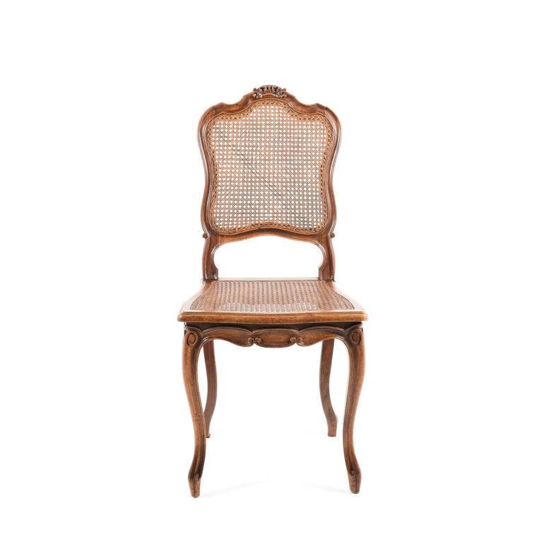 Set of four classic French carved walnut chairs, circa 1890. Caning in good condition.





 