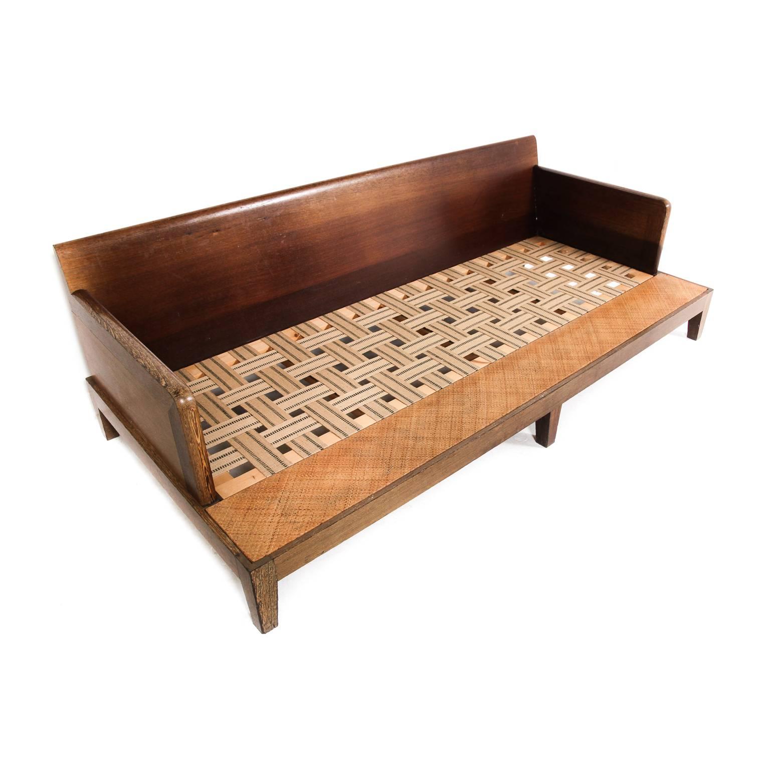 French Vintage Original ‘Opium Bed’ in African Wenge Wood by Christian Liagre, C.1980