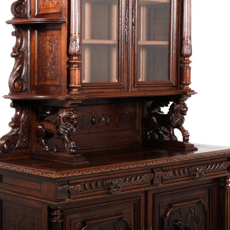 Antique French Oak Hand-Carved Hunter’s Cabinet, 19th Century 1