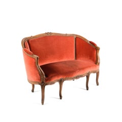 Antique 19th Century French Walnut Framed Corbeil Loveseat