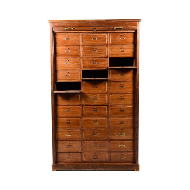 Antique French Tambour Front Filing Cabinet, Circa 1910 At 1stdibs Antique French Tambour Front Filing Cabinet, circa 1910 In Excellent Condition For Sale In Vancouver - Antique French Tambour Front Filing Cabinet, Circa 1910 At 1stdibs