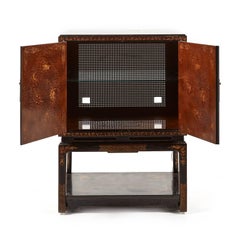 Small Vintage Mid-Century Modern Chinoiserie Bar Cabinet on Legs