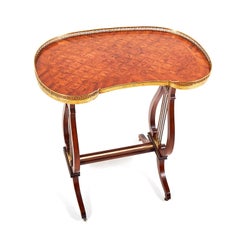 Small Antique Kidney-Shape Lyre-Base Writing Table, circa 1920