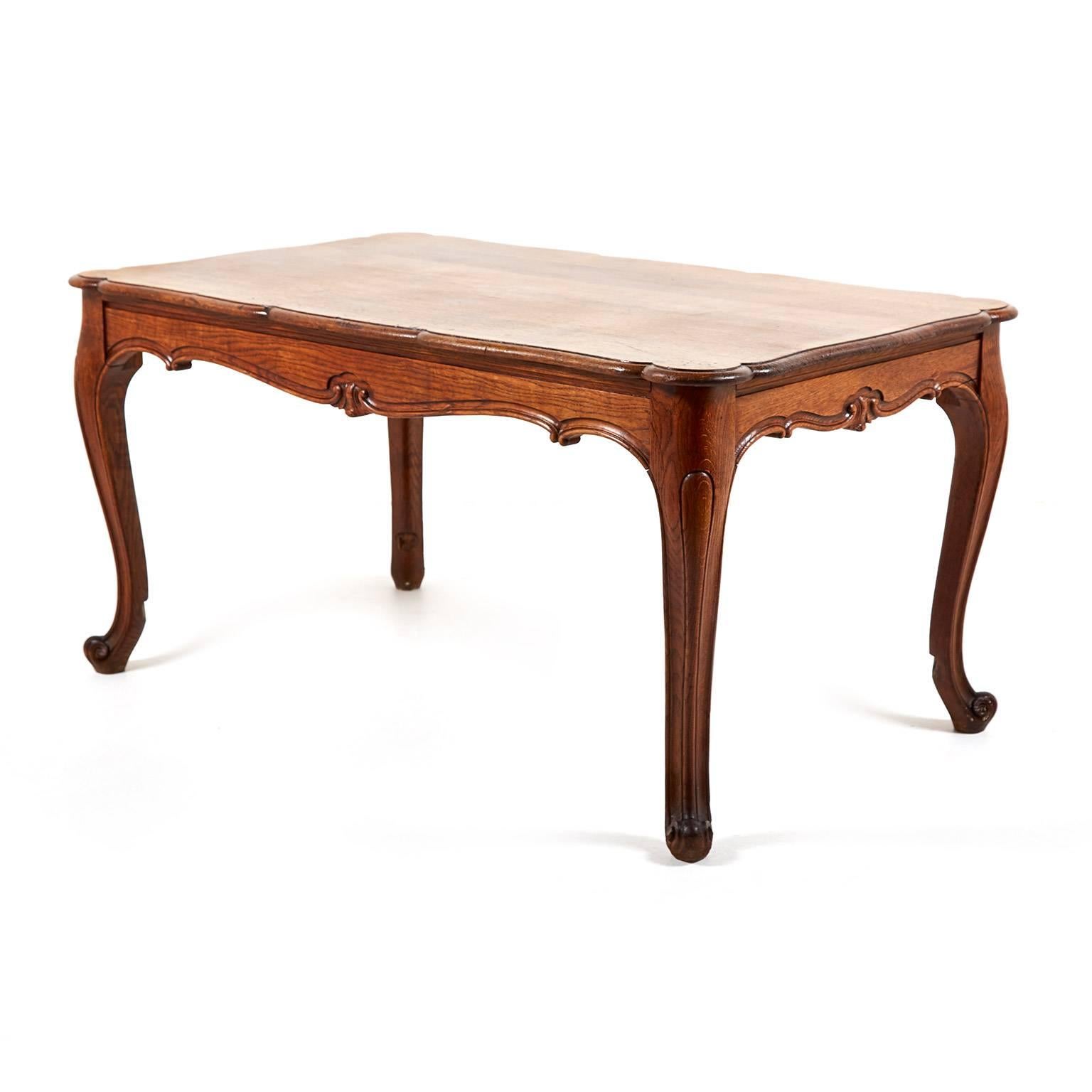 20th Century Antique Country French Solid Oak Dining Table