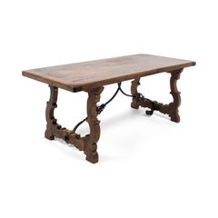Italian Solid Oak Trestle Table 19th Century