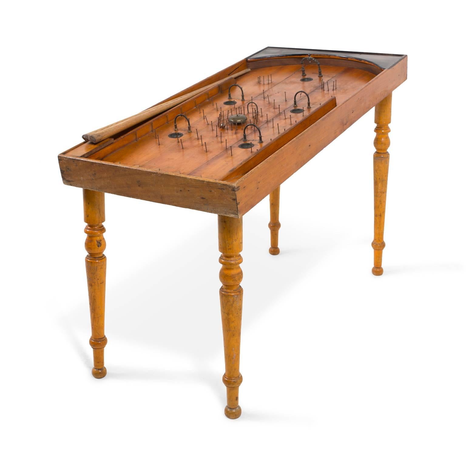 A very rare and unusual French bagatelle table, the precursor to modern-day billiards and pool. A definite conversation piece for the den, media room or home office, circa 1920.