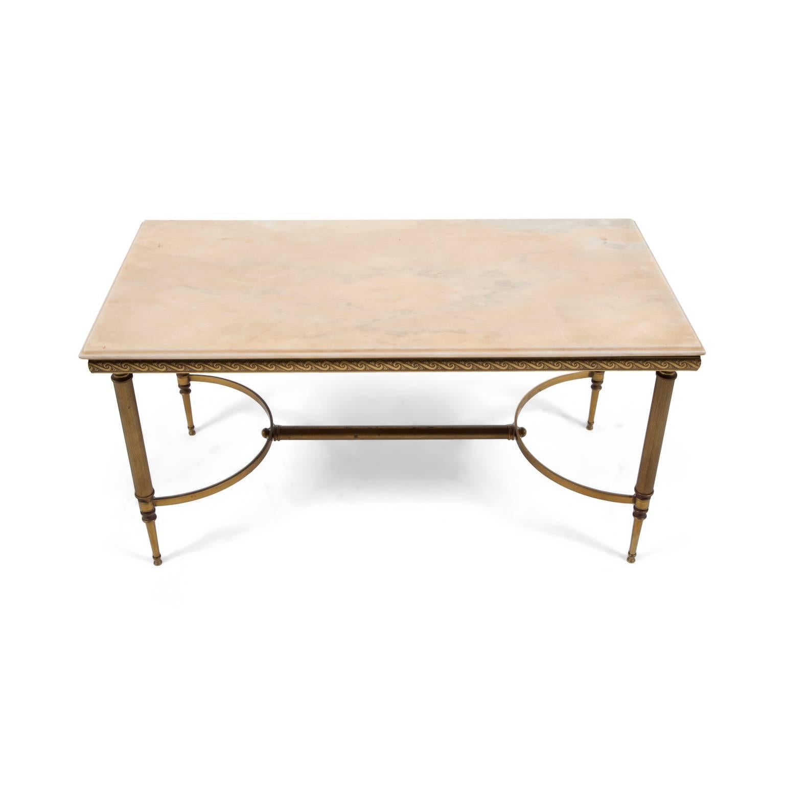 Mid-Century Modern Mid-Century French Brass and Onyx Coffee Table