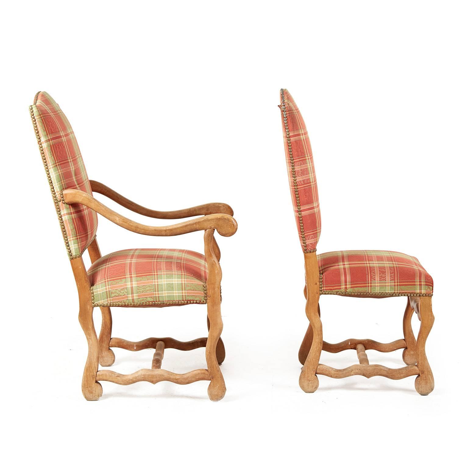 Carved Antique Set of 'Os de Mouton' Dining Chairs