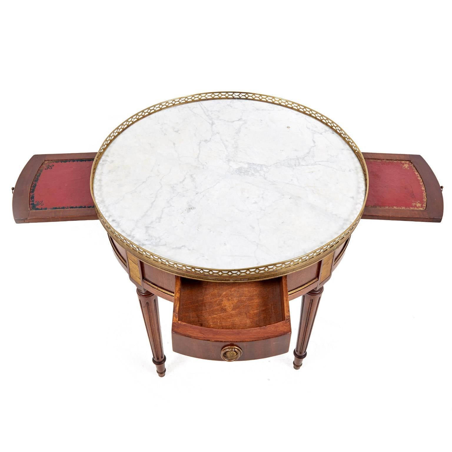 Small French Marble Top Louis XVI Style Coffee Table, circa 1920 In Excellent Condition In Vancouver, British Columbia