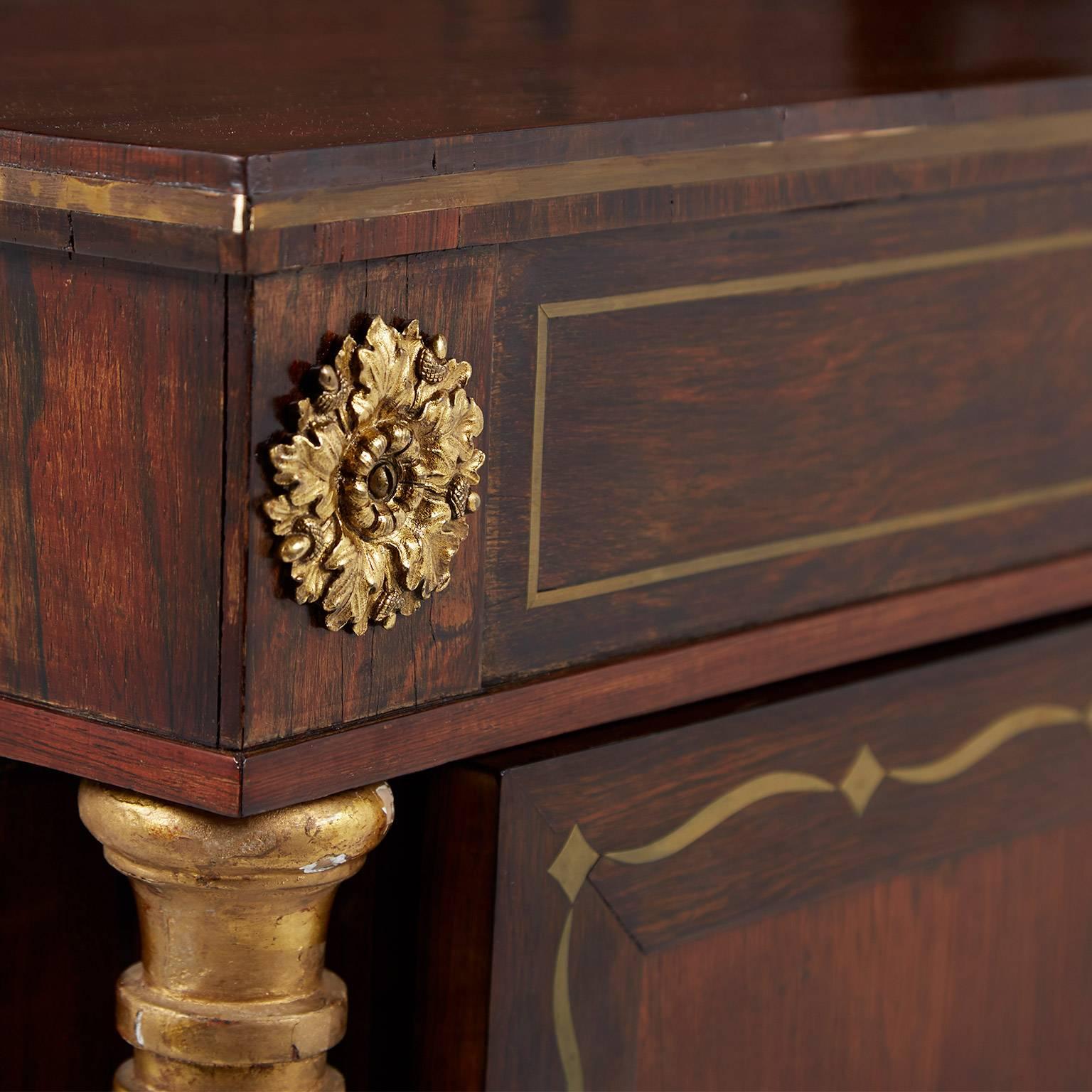 Brass Antique English Regency Rosewood Chiffonier, circa 1825