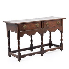 Antique English Oak Inlaid Console, circa 1880
