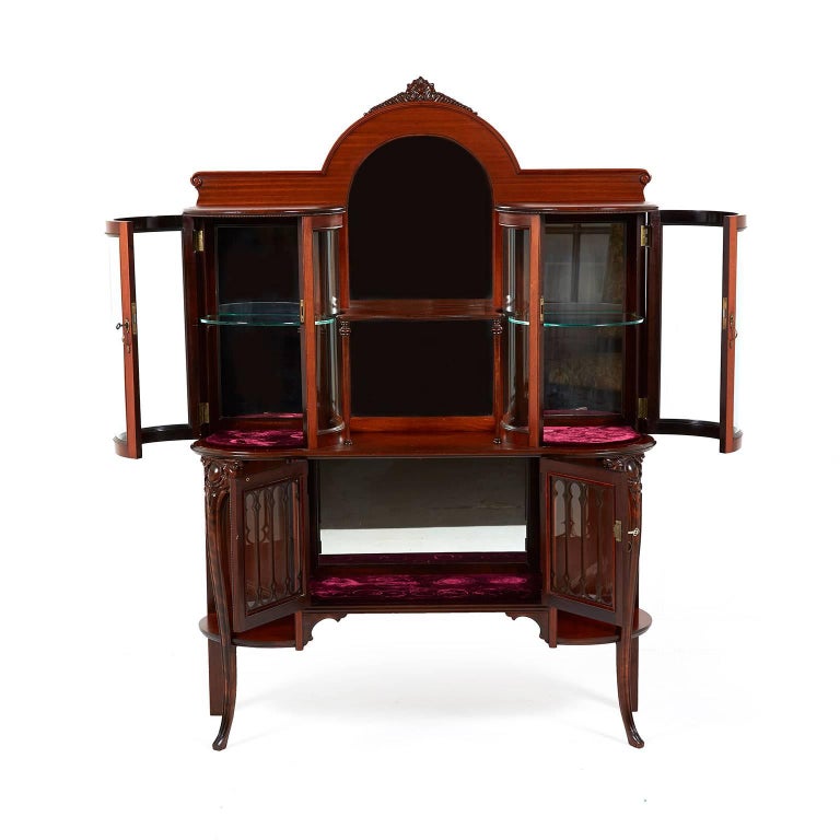 Antique American Victorian China with Curved Glass Display