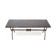 Antique French 1930s Coffee Table with Granite Top