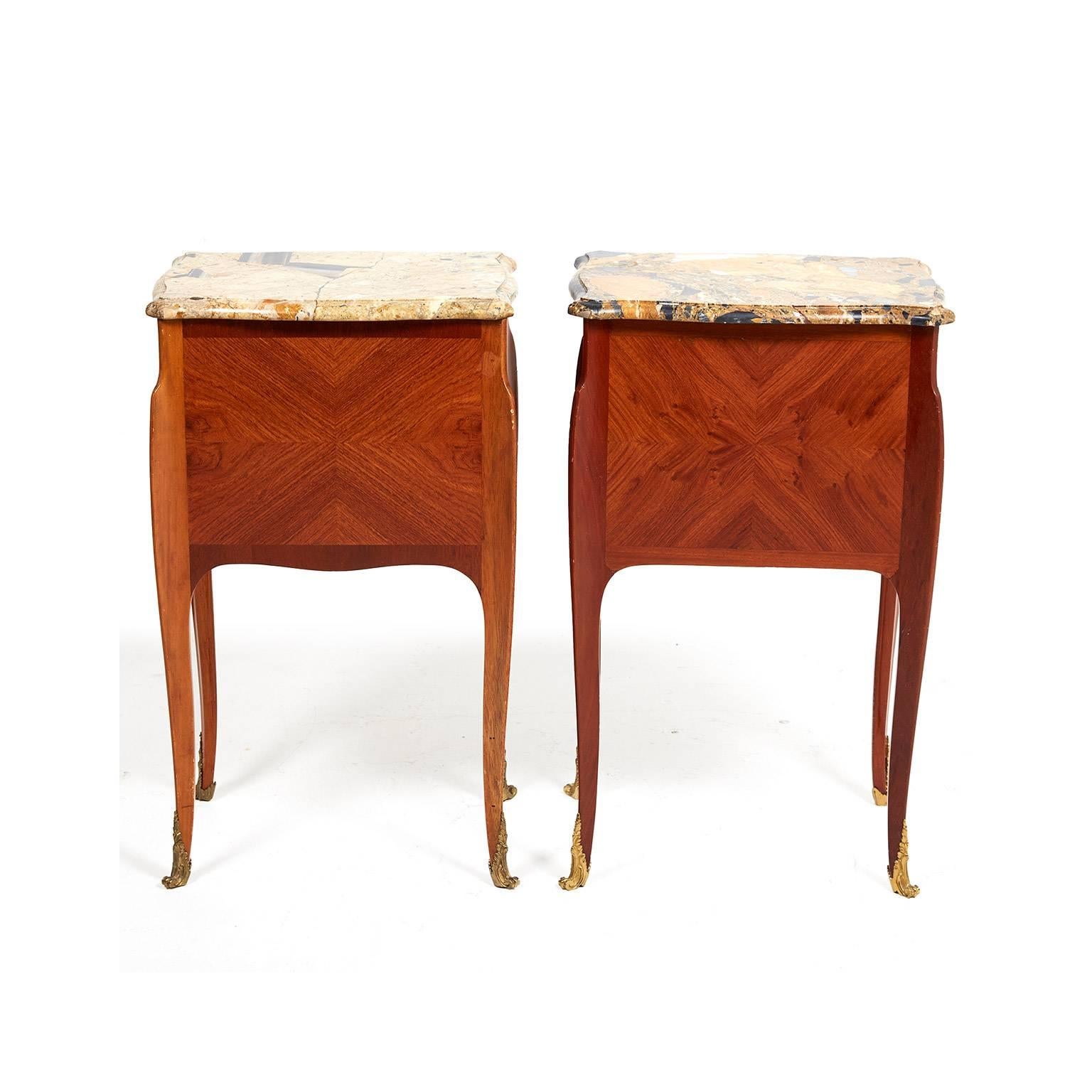 Gilt Pair of Antique French Louis XV Style Nightstands, circa 1930