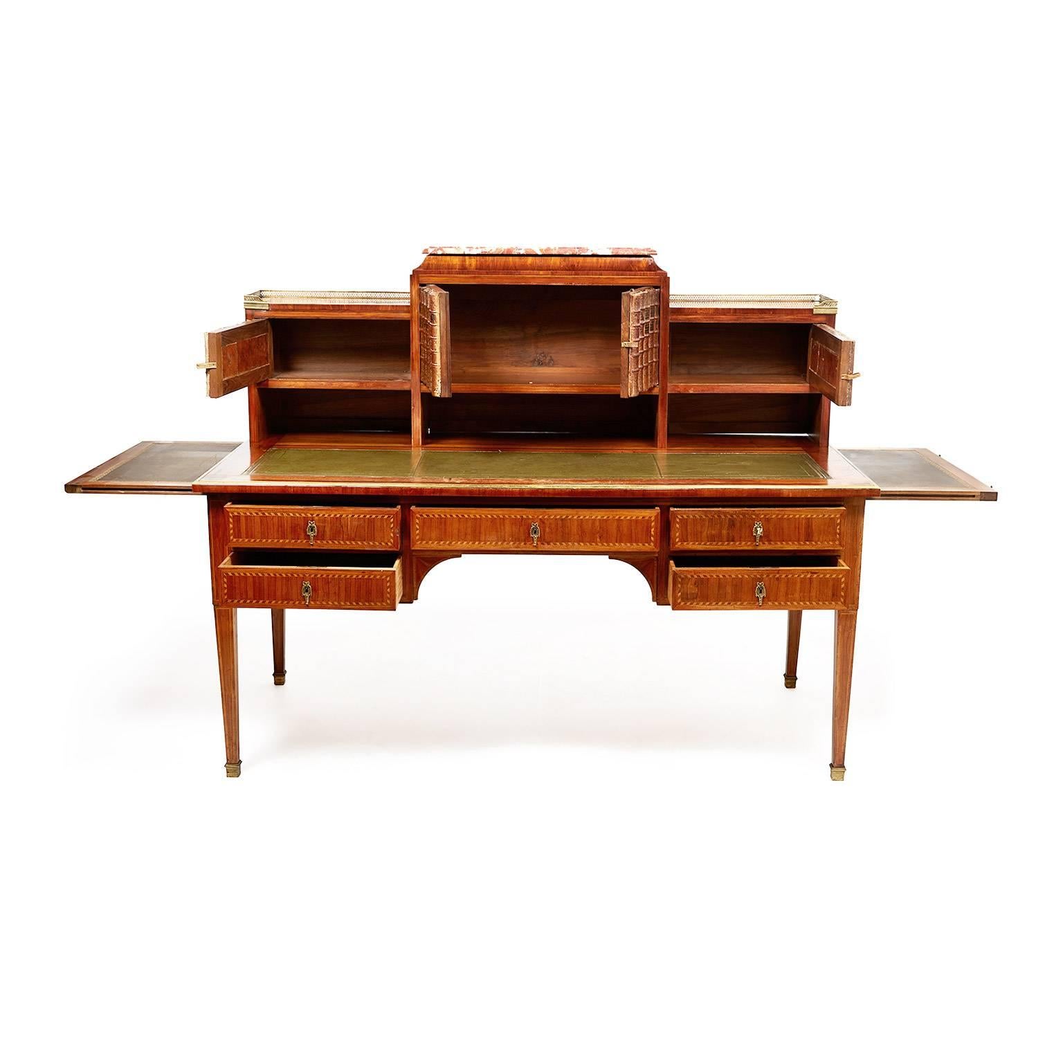 French Louis XVI Style Marquetry Desk, circa 1900 In Excellent Condition In Vancouver, British Columbia
