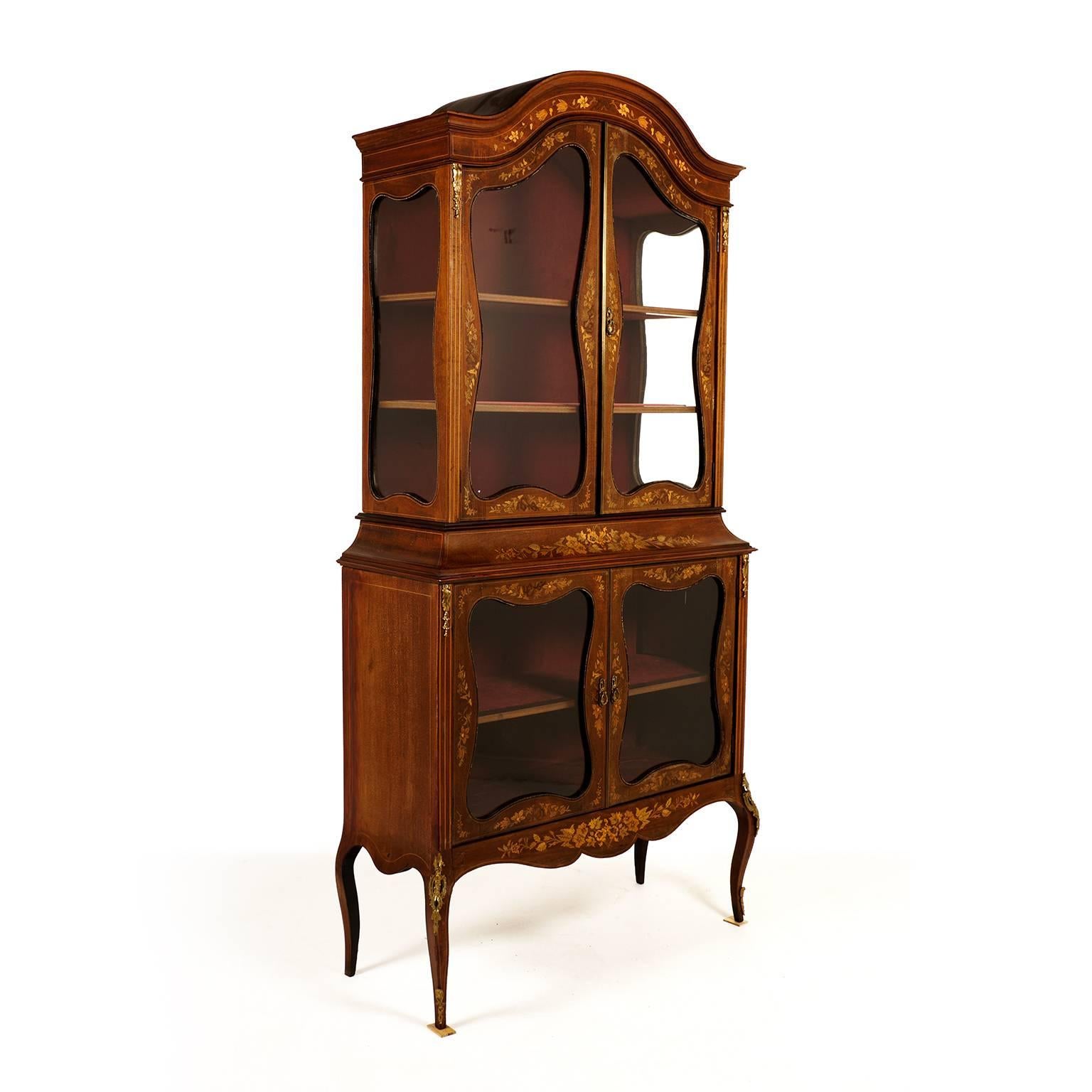 Gilt Antique English Inlay Cabinet