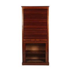 Solid Mahogany Tambour-Front Haberdashery Cabinet