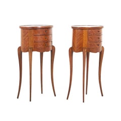 Pair of French Oval Nightstands