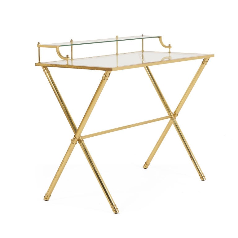 MidCentury Modern Brass and Glass Desk at 1stDibs brass and glass