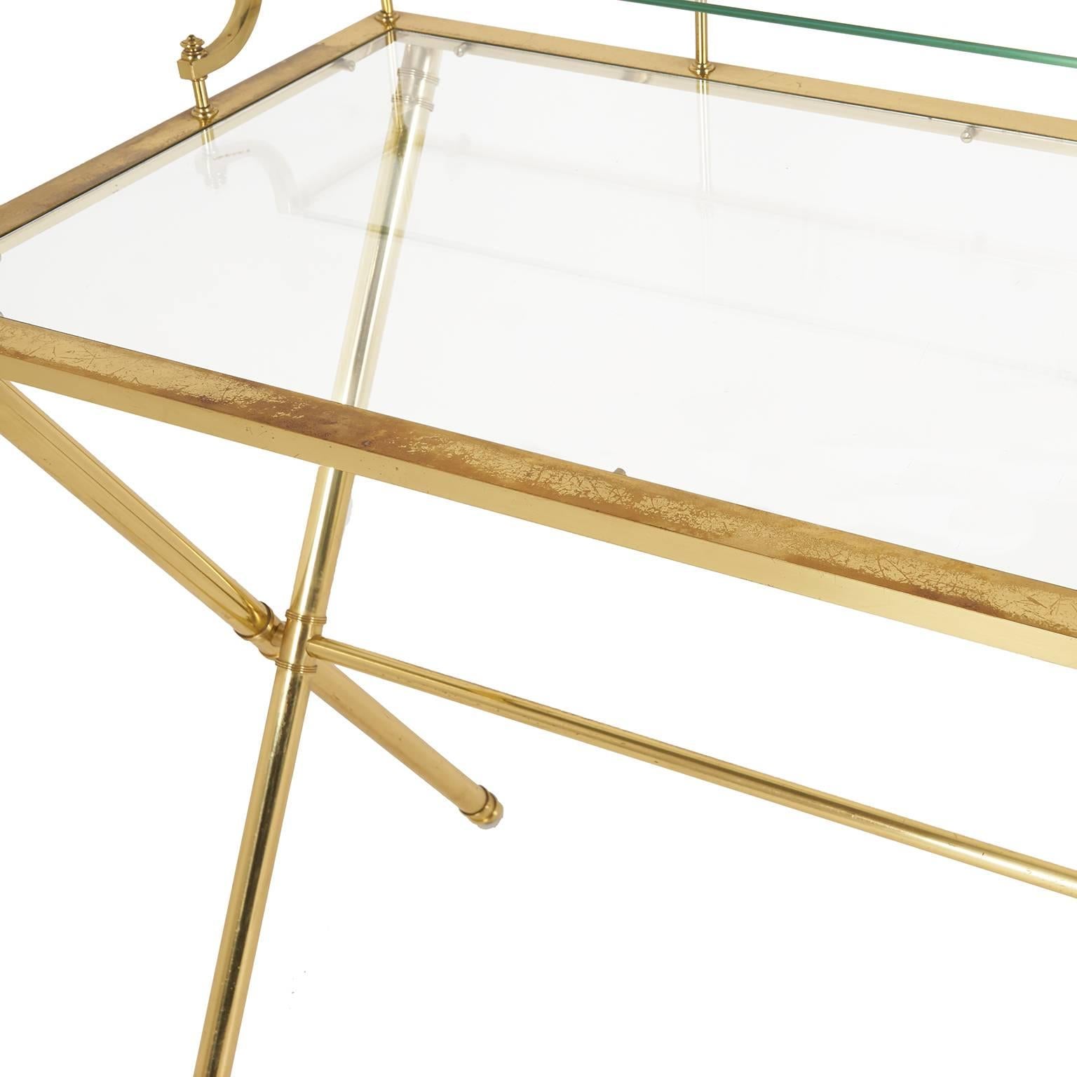 glass and brass desk